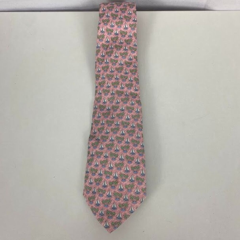 Vineyard Vines Men's Pink Tropical‎ Print Silk Tie .